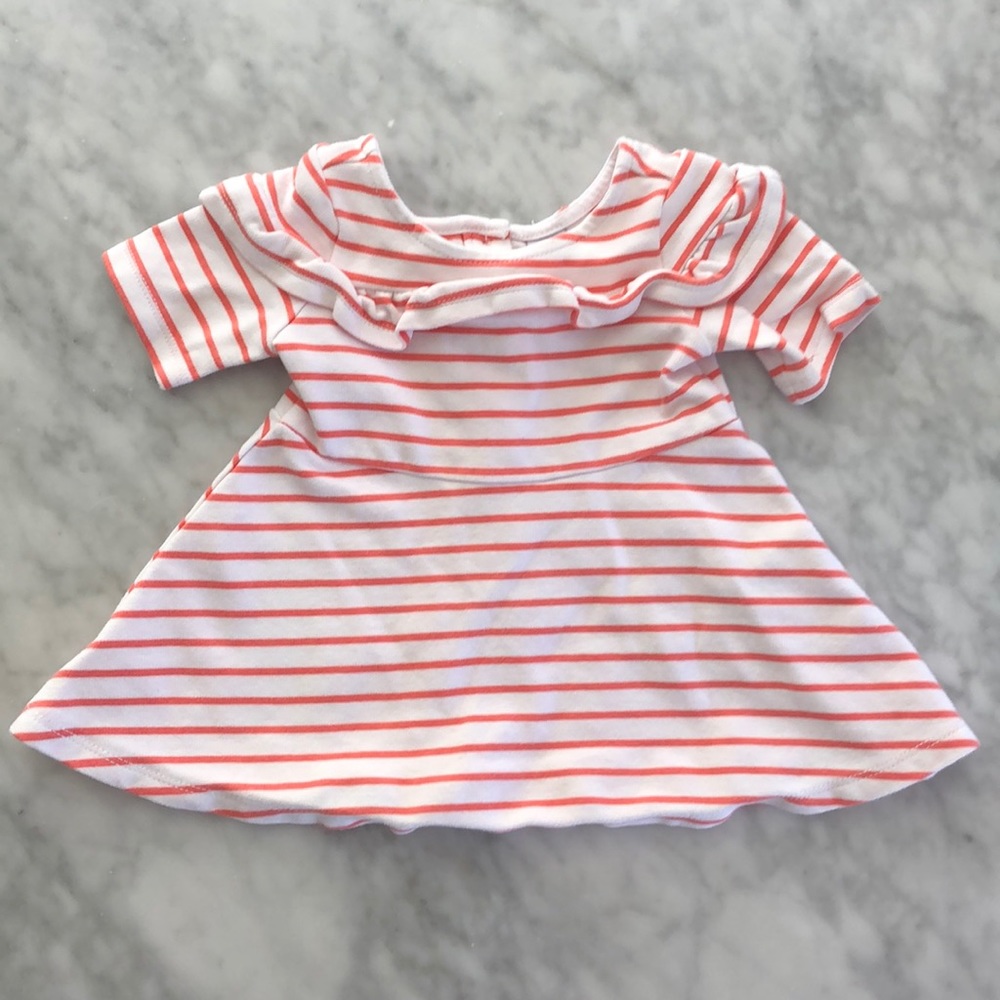 Janie & Jack Baby White Striped Orange Dress 6-12